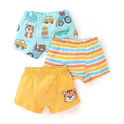 Babyhug 100% Cotton Knit Regular Trunks Tiger Print Pack of 3 - Multicolour