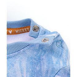 Babyhug Cotton Knit Full Sleeves Sweatshirt with Mickey Mouse Graphics - White & Blue