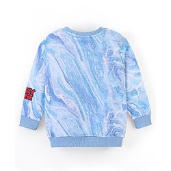 Babyhug Cotton Knit Full Sleeves Sweatshirt with Mickey Mouse Graphics - White & Blue