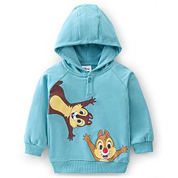 Babyhug Cotton Full Sleeves Sweatshirt With Hood & Chip N Dale Graphics - Blue