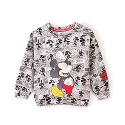 Babyhug Cotton Full Sleeves Sweatshirt With Mickey Mouse Graphics- White