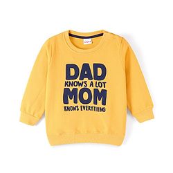 Babyhug Cotton Knit Full Sleeves Sweatshirt with Text Graphic Design - Yellow