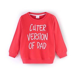 Babyhug Cotton Knit Full Sleeves Sweatshirt with Text Graphics Print - Red