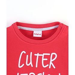 Babyhug Cotton Knit Full Sleeves Sweatshirt with Text Graphics Print - Red