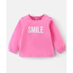 Babyhug Single Jersey Knit Dungaree Set With Full Sleeves Tee Text Print - Multicolour