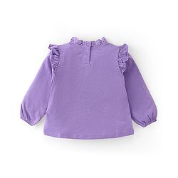 Babyhug 100% Cotton Knit Full Sleeves Top & Leggings With Floral Print - White & Purple