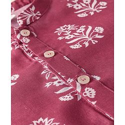 Babyhug 100% Cambric Full Sleeve Printed Kurta With Solid Dhoti Set - Magenta