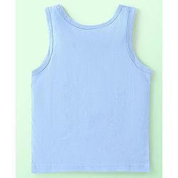 Babyhug 100% Cotton Knit Sleeveless Striped & Giraffe Print Sando Pack Of 3 - Blue White & Yellow