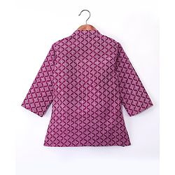 Babyhug Woven Full Sleeves Embroidered Kurta & Pajama Set - Purple