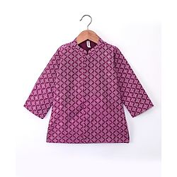 Babyhug Woven Full Sleeves Embroidered Kurta & Pajama Set - Purple