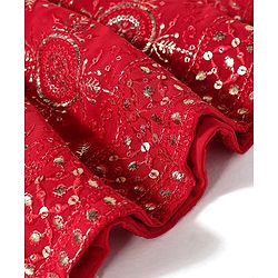 Babyhug Half Sleeves Sequined Embroidered Choli Lehenga and Dupatta Set - Red
