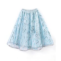 Babyhug Half Sleeves Sequenced Choli with Sequenced Lehenga and Dupatta Set - Sky Blue