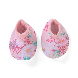 Babyhug 100% Cotton Knit Cap Mittens & Booties Floral Print - Pink