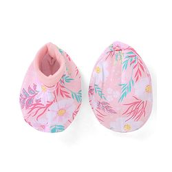Babyhug 100% Cotton Knit Cap Mittens & Booties Floral Print - Pink
