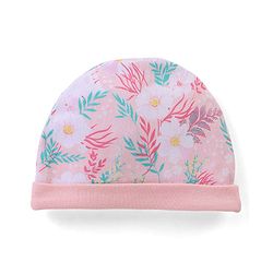 Babyhug 100% Cotton Knit Cap Mittens & Booties Floral Print - Pink