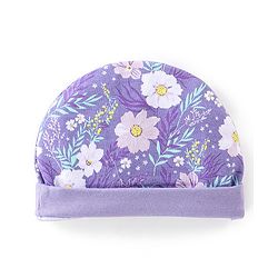Babyhug 100% Cotton Interlock Knit Cap Mittens And Booties Floral Print - Purple