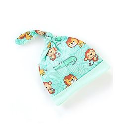 Babyhug 100% Cotton Knit Cap Animal Print- Green