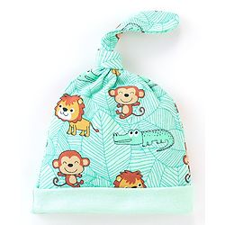 Babyhug 100% Cotton Knit Cap Animal Print- Green