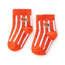 Cute Walk by Babyhug Anti Bacterial Ankle Length Non Terry Socks Avocado Design Pack of 3  - Yellow & Orange