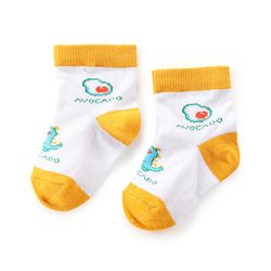 Cute Walk by Babyhug Anti Bacterial Ankle Length Non Terry Socks Avocado Design Pack of 3  - Yellow & Orange