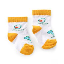 Cute Walk by Babyhug Anti Bacterial Ankle Length Non Terry Socks Avocado Design Pack of 3  - Yellow & Orange