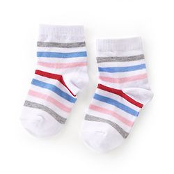 Cutewalk By Babyhug Anti Bacterial Ankle Length Socks Cars Print Pack Of 3 - White & Red