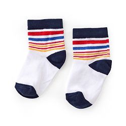 Cutewalk By Babyhug Anti Bacterial Ankle Length Socks Teddy Print Pack Of 3 - White & Blue