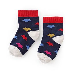 Cutewalk By Babyhug Anti Bacterial Ankle Length Socks Teddy Print Pack Of 3 - White & Blue