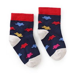 Cutewalk By Babyhug Anti Bacterial Ankle Length Socks Teddy Print Pack Of 3 - White & Blue