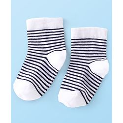 Cute Walk by Babyhug Anti Bacterial Ankle Length Socks Striped Pack Of 5 - White Black & Grey