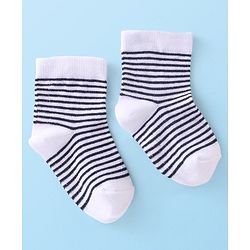 Cute Walk by Babyhug Anti Bacterial Ankle Length Socks Striped Pack Of 5 - White Black & Grey