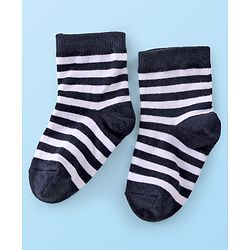 Cute Walk by Babyhug Anti Bacterial Ankle Length Socks Striped Pack Of 5 - White Black & Grey