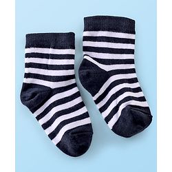 Cute Walk by Babyhug Anti Bacterial Ankle Length Socks Striped Pack Of 5 - White Black & Grey