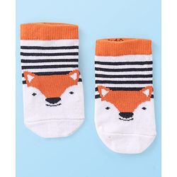Cute Walk by Babyhug Cotton Knit Anti Bacterial Ankle Length Bear Design Socks Pack of 3 - Multicolour