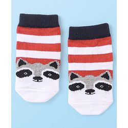 Cute Walk by Babyhug Cotton Knit Anti Bacterial Ankle Length Bear Design Socks Pack of 3 - Multicolour