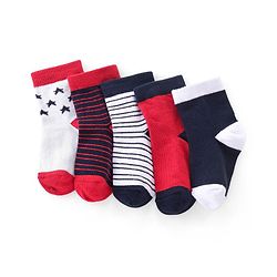Cutewalk By Babyhug Anti Bacterial Ankle Length Socks Striped & Star Print Pack Of 5 - Red Blue & White