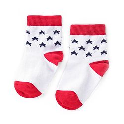 Cutewalk By Babyhug Anti Bacterial Ankle Length Socks Striped & Star Print Pack Of 5 - Red Blue & White