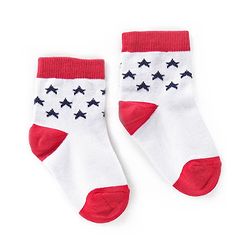 Cutewalk By Babyhug Anti Bacterial Ankle Length Socks Striped & Star Print Pack Of 5 - Red Blue & White