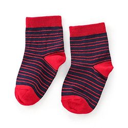 Cutewalk By Babyhug Anti Bacterial Ankle Length Socks Striped & Star Print Pack Of 5 - Red Blue & White