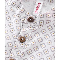 Babyhug Cotton Printed Full Sleeves Kurta with Dhoti Set - White