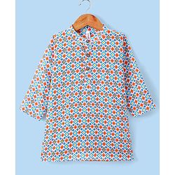 Babyhug 100% Cotton Full Sleeves Square Print Kurta & Pajama Set- Multicolour