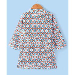 Babyhug 100% Cotton Full Sleeves Square Print Kurta & Pajama Set- Multicolour