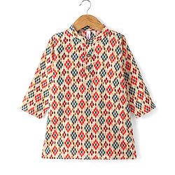 Babyhug Cotton Full SLeeves Lurex Printed Dhoti Kurta Set - Multicolour