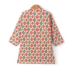 Babyhug Cotton Full SLeeves Lurex Printed Dhoti Kurta Set - Multicolour