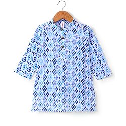 Babyhug Cotton Full Sleeves Lurex Printed Kurta Pyjama Set - Blue