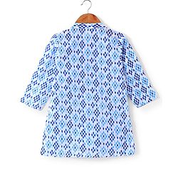 Babyhug Cotton Full Sleeves Lurex Printed Kurta Pyjama Set - Blue