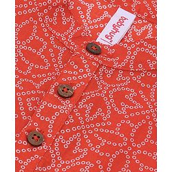 Babyhug Cotton Lurex Woven Full Sleeves All  Over Printed Kurta and Dhoti Set - Red