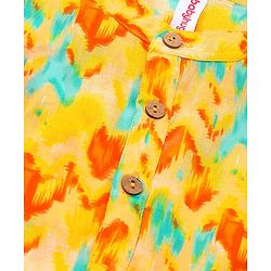 Babyhug 100% Cotton Lurex Full Sleeves Printed Kurta Pyjama Set - Yellow