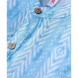 Babyhug 100% Cotton Woven Full Sleeves Kurta Pyjama Set Digital Print- Blue