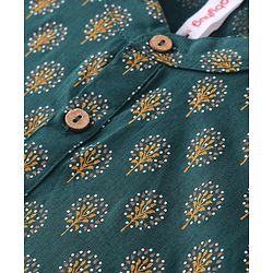 Babyhug 100% Cotton Woven Full Sleeves Kurta Pyjama Set Digital Floral Print - Green